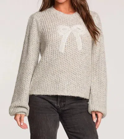 Saltwater Luxe Margow Knit Bow Sweater In Grey In White