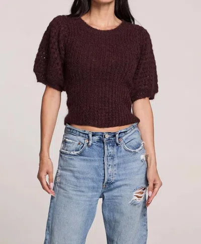Saltwater Luxe Marjorie Balloon Sleeves Sweater In Chocolate In Brown