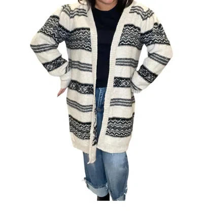 Saltwater Luxe Marsha Patterned Open Cardigan In Cream/black In Multi