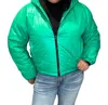 Saltwater Luxe Marsily Puffer Cropped Jacket In Electric Green In Multi
