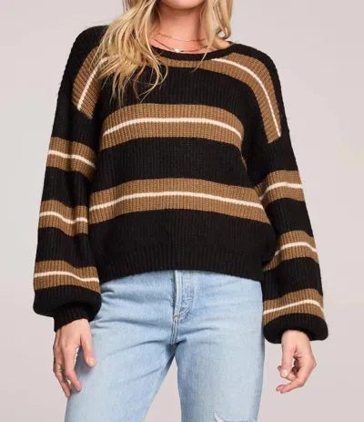 Saltwater Luxe Mimi Sweater In Black/ Brown Stripe
