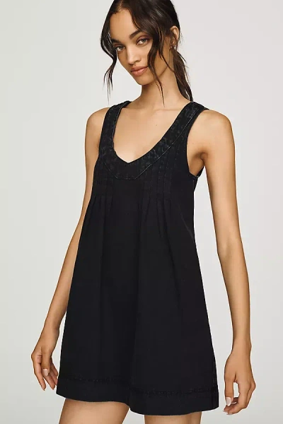 Saltwater Luxe Miniya Embroidered Mini Dress In Black