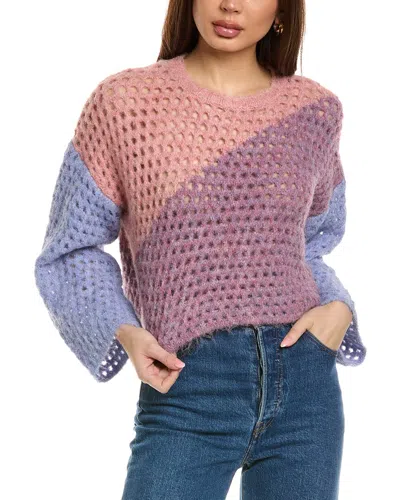Saltwater Luxe Open Knit Wool-blend Sweater In Purple
