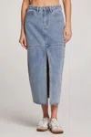 Saltwater Luxe Parker Midi Skirt In Stonewash Denim In Multi