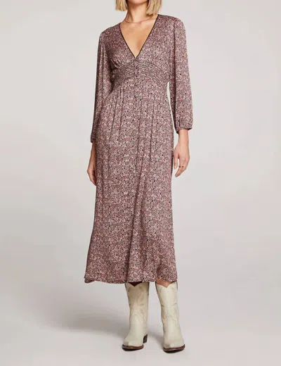 Saltwater Luxe Pattie Midi Dress In Multi-floral Garden In Brown
