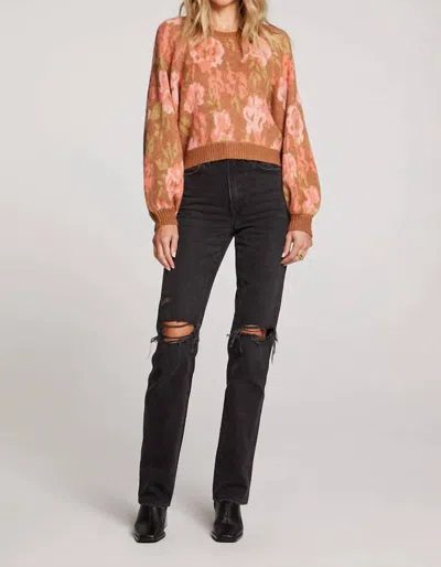 SALTWATER LUXE PECAN NOBLE SWEATER IN CORAL/TAN/GREEN