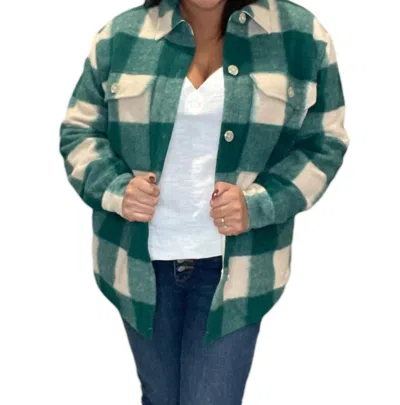 Saltwater Luxe Plaid Button Up Oversized Shacket In Forest In Green