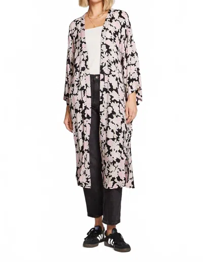 Saltwater Luxe Polly Kimono In Black Floral In White