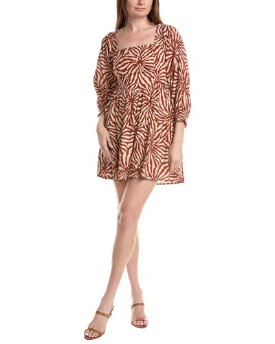 Saltwater Luxe Printed Linen-blend Mini Dress In Brown