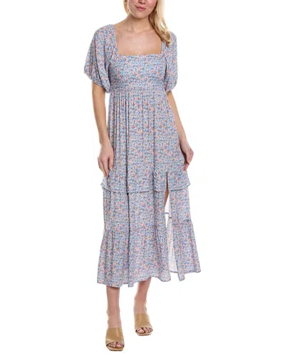 Saltwater Luxe Puff Sleeve Maxi Dress In Blue