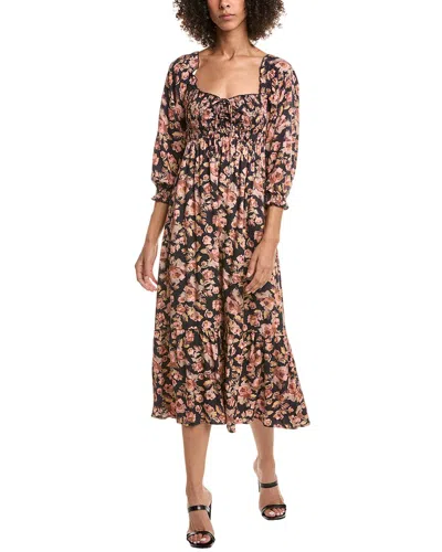 Saltwater Luxe Puff Sleeve Midi Dress In Multi