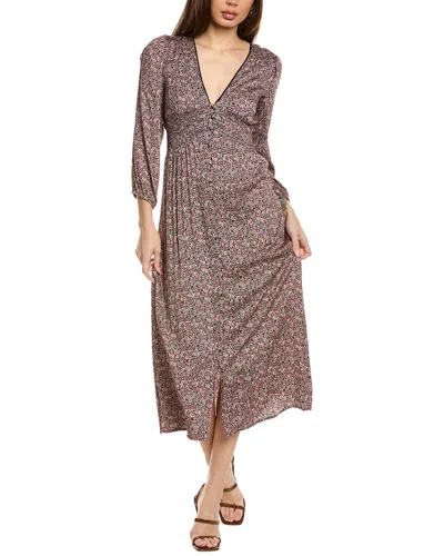 Saltwater Luxe Puff Sleeve Midi Dress In Purple