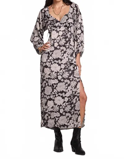 Saltwater Luxe Raina Midi Dress In Black Bloom In Brown