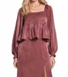 Saltwater Luxe Rudy Satin Long Sleeve Top In Sangria In Pink