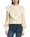 Saltwater Luxe Ruffle Front Sweater In Multi