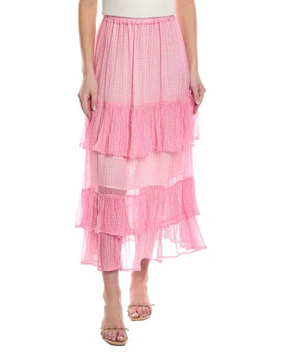 Saltwater Luxe Ruffle Midi Skirt In Pink