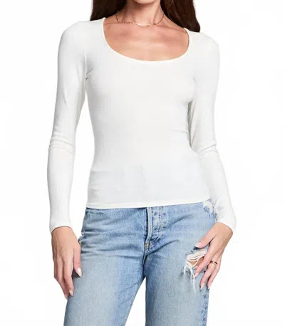 Saltwater Luxe Scoop Long Sleeve Tee In Salt In White