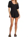 Saltwater Luxe Selena Short Sleeve Romper In Black In Black