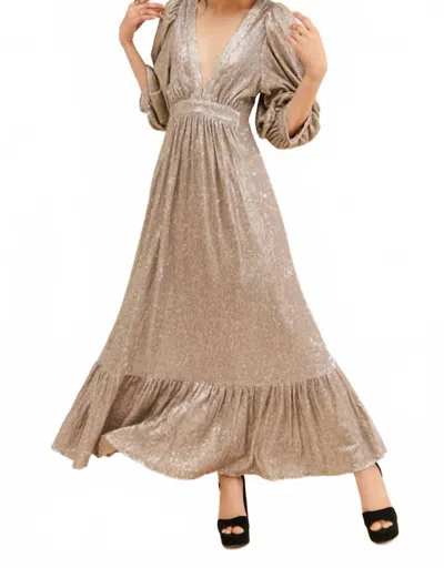 Saltwater Luxe Sequin Plunge Maxi Dress In Gold