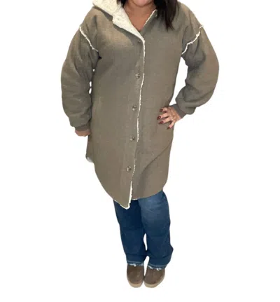 Saltwater Luxe Sherpa Lined Open Jacket In Olive In Green