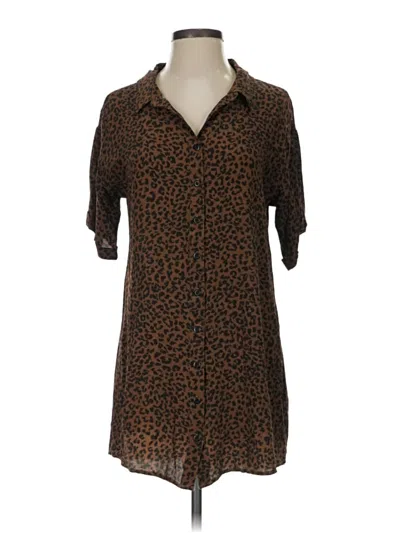 Pre-owned Saltwater Luxe Short Sleeve Blouse In Brown
