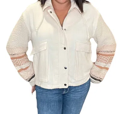 Saltwater Luxe Sleeve Snap Front Sweater Jacket In Cream In White