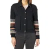 Saltwater Luxe Sweater Sleeve Snap Front Jacket In Black In Black