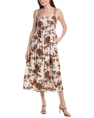 Saltwater Luxe Costa Midi Dress In Neutral-toned Floral In Multi