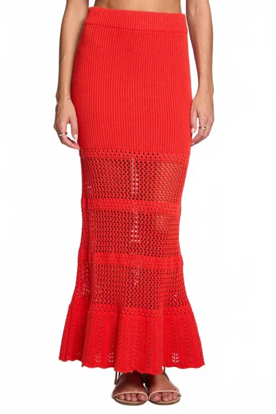 SALTWATER LUXE TEAGAN MIDI SKIRT IN RUBY