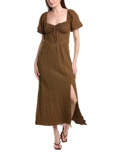 Saltwater Luxe Textured Midi Dress In Brown