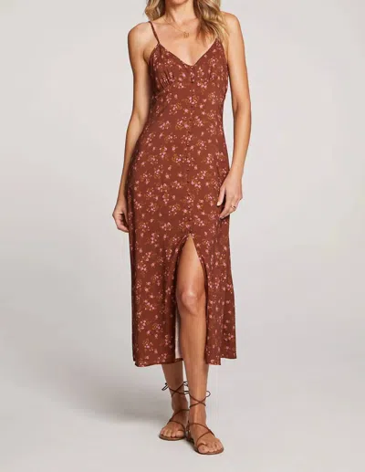 Saltwater Luxe Tori Midi Dress In Pecan Floral In Beige