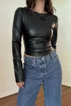 Salty Adrian Faux Leather Top In Black