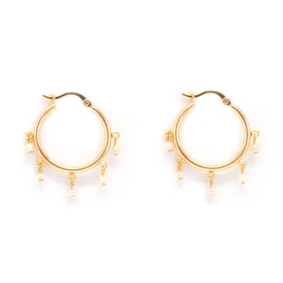 Salty Cali Women's Gold Malibu Mini Hoops  ~ Salty Shells