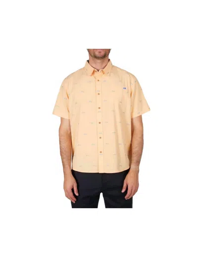 Salty Crew Bruce Short Sleeve Woven In Peach In Brown