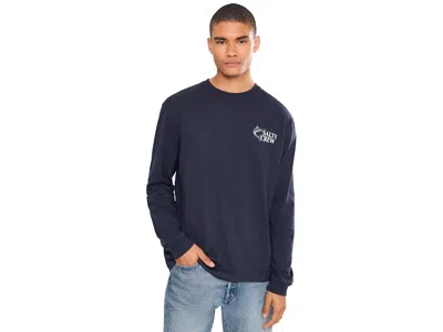 Salty Crew Coordinates Long Sleeve T-shirts Men's T Shirt Navy: Lg, Cotton In Blue