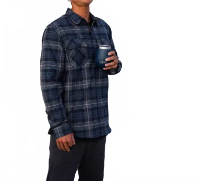 Salty Crew Fathom Tech Flannel Shirt In Navy/khaki In Gold