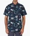 Salty Crew Feeding Frenzy Uv Woven Shirt In Midnight In Multi