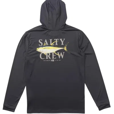 Salty Crew Hoodie Men's Gray Stretch Upf 50+ Long Sleeve Pullover Gbo1045 In Blue