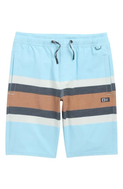 Salty Crew Kids' Crew Stripe Volley Swim Trunks In Blue