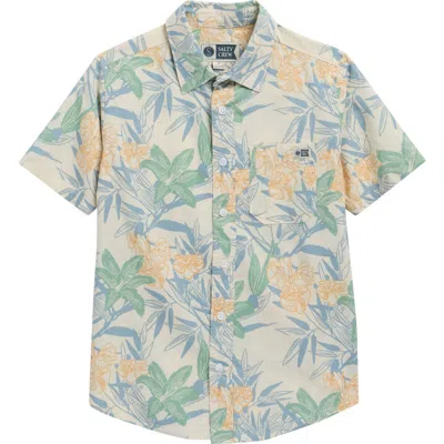 Salty Crew Kids' Short Sleeve Cotton Blend Button-up Shirt In Multi
