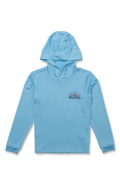 Salty Crew Kids' View Point Sunshirt Hooded Rashguard In Blue