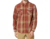 Salty Crew Landfall Long Sleeve Flannel Top In Brick Red In Red