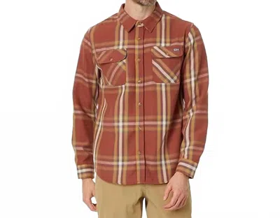 Salty Crew Landfall Long Sleeve Flannel Top In Brick Red