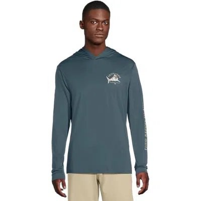 Salty Crew Lurking T-shirt Men's Blue Fin Cotton Hooded Long Sleeve Gbo1044