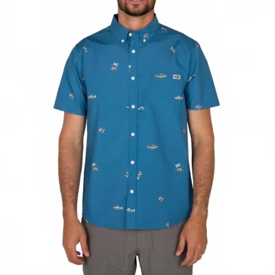 Salty Crew Markets Short Sleeve Woven Shirt In Cobalt In Blue