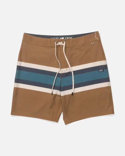 Salty Crew Men's Crew Stripe Boardshort In Bronze Brown In Multi