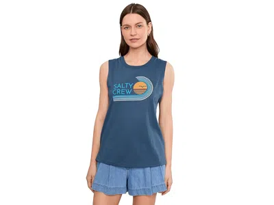 Salty Crew Ombre Wave Muscle Tank Women's Clothing Midnight Navy: Md In Blue