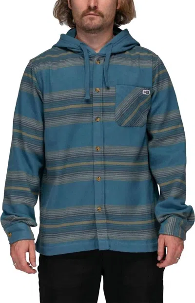 Salty Crew Outback Hood Flannel In Steel Blue