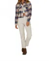 Salty Crew Stay Golden Crop Flannel Shirt In Natural In Blue