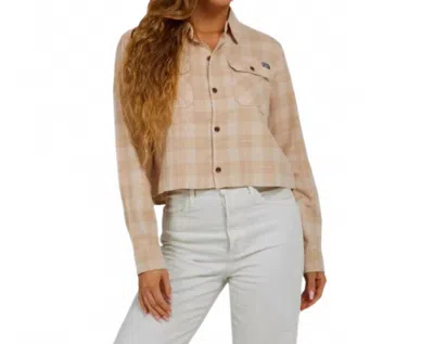 Salty Crew Stay Golden Crop Flannel Shirt In Sand In Brown